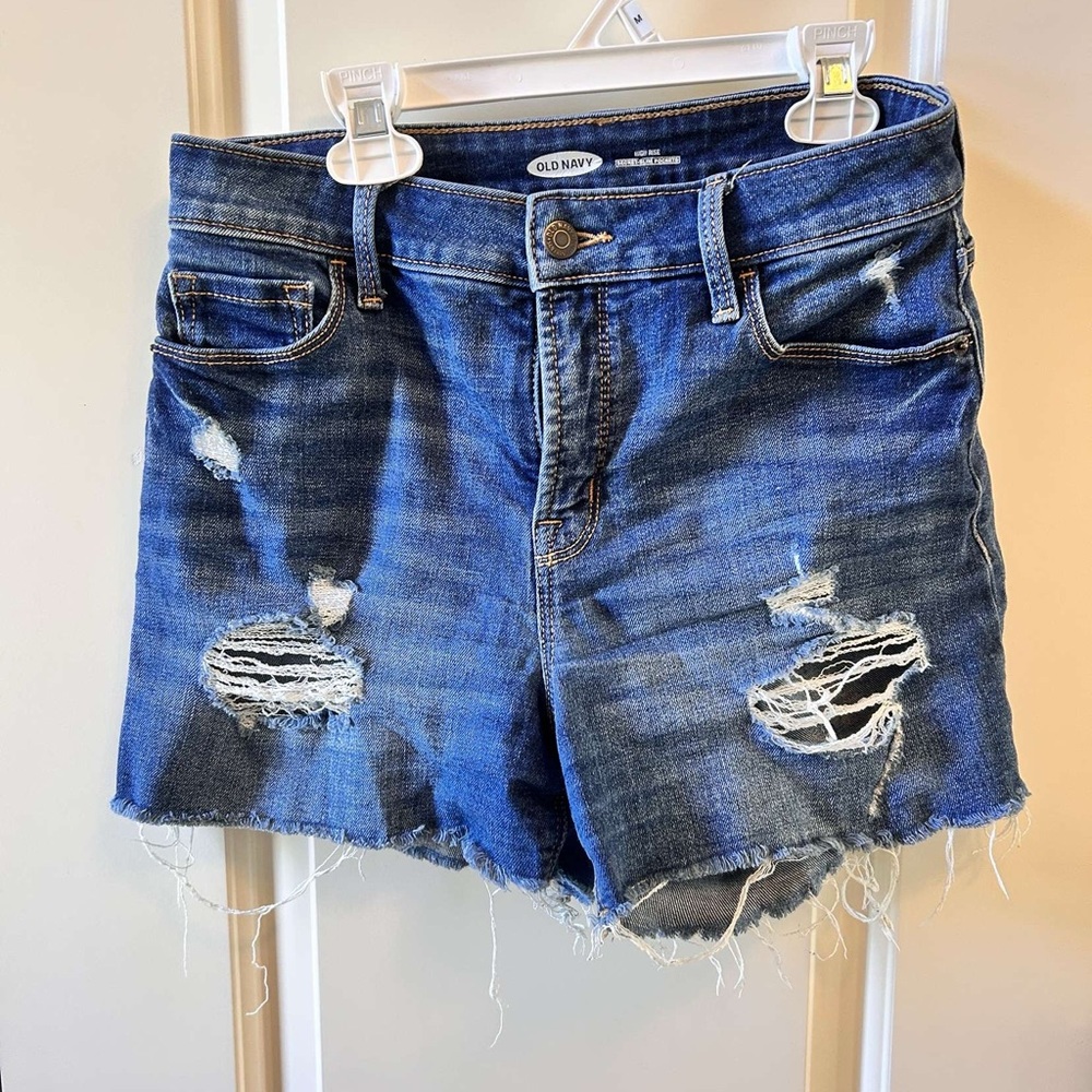 Old Navy High Rise Jean Shorts with Distressed Cut-Off Style